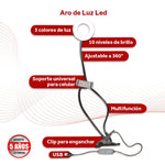 Cargue la imagen en el visor de la galería, Aro De Luz Con Soporte Para Celular Multifuncional Usb 3 Colores De Luz 10 Niveles De Brillo 360° - Selectsound.com.mx