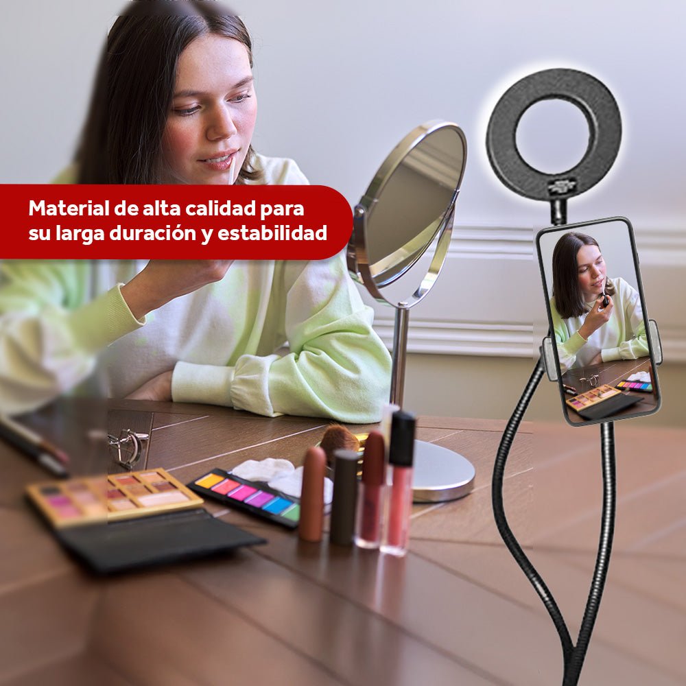 Aro De Luz Con Soporte Para Celular Multifuncional Usb 3 Colores De Luz 10 Niveles De Brillo 360° - Selectsound.com.mx
