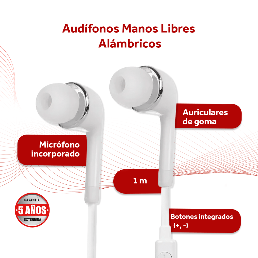 Audífonos Alámbricos In - ear Con Manos Libres 1 mts Modelo H01 - Selectsound.com.mx