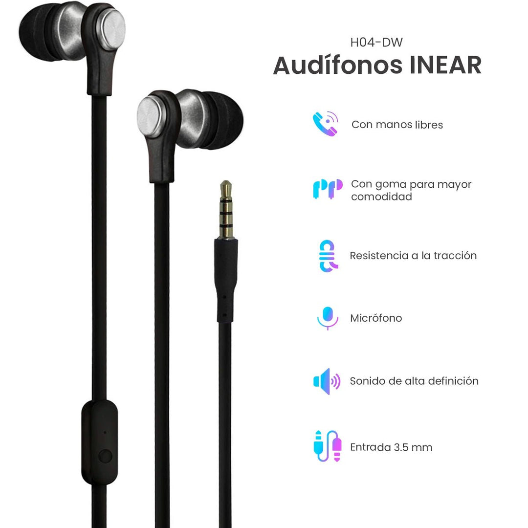 Audífonos Alámbricos Manos Libres Daewoo Con Micrófono H04 - DW - Selectsound.com.mx