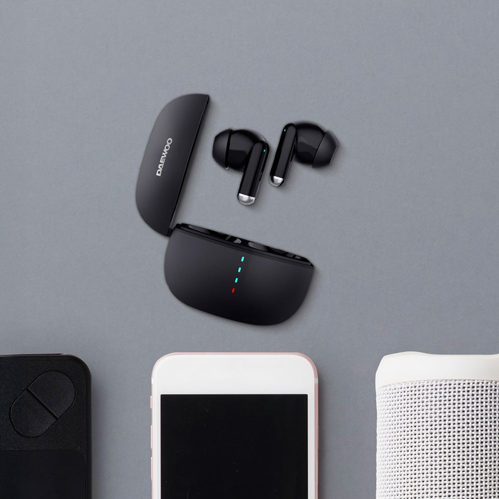 Audífonos Inalámbricos Daewoo DW - 07N Onyx Bluetooth 5.3 con Cancelación de Ruido y Estuche de Carga - Selectsound.com.mx
