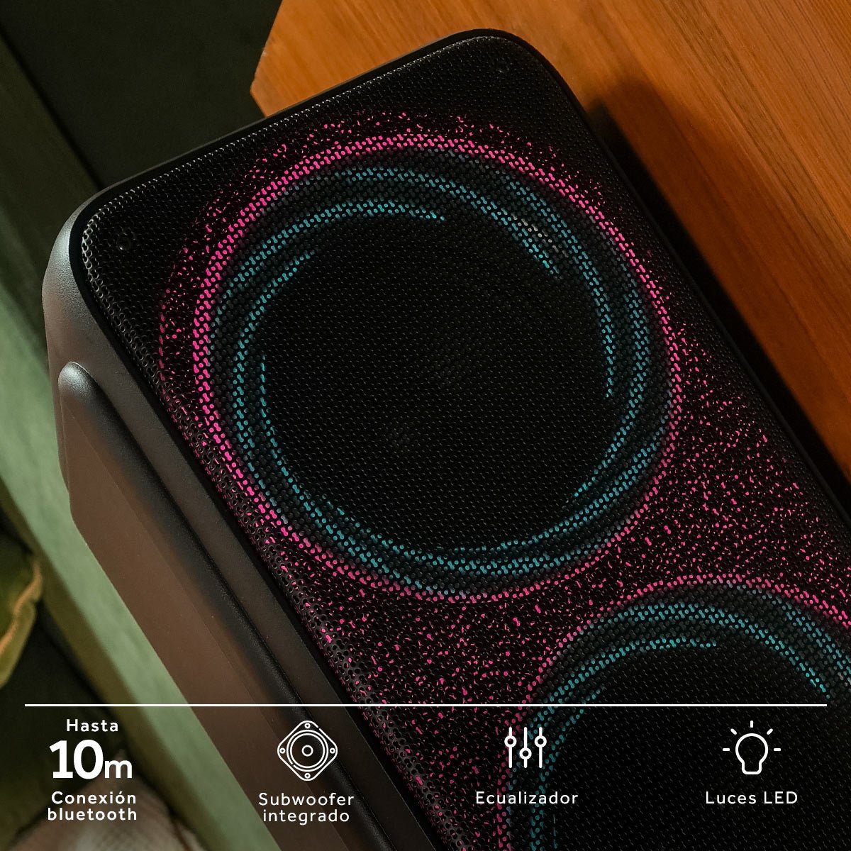 Bafle Select Sound Galaxy BT2030 Bluetooth TWS Recargable Luces LED - Selectsound.com.mx