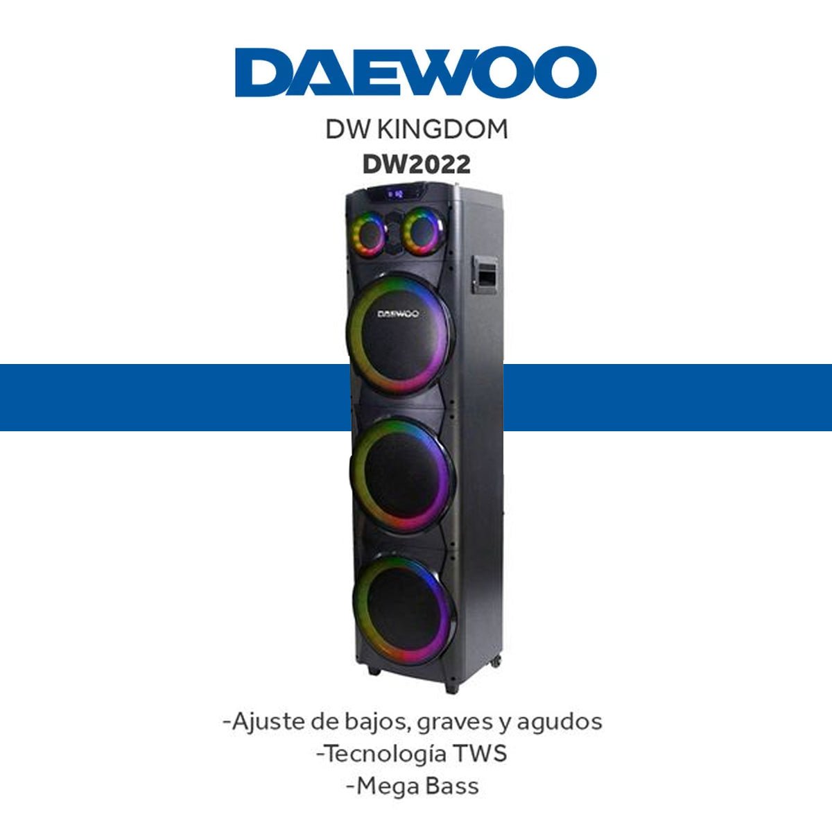 Bafle Torre De Sonido Kingdom Daewoo 3x10 Pulgadas Tws 100W Dw2022 - Selectsound.com.mx