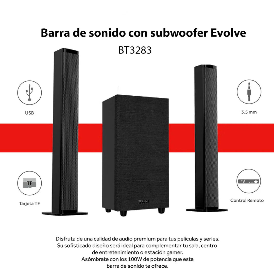 Barra De Sonido Subwoofer Teatro En Casa Desmontable Select Sound Evolve Bluetooth Usb 100w Rms Bt3283 - Selectsound.com.mx