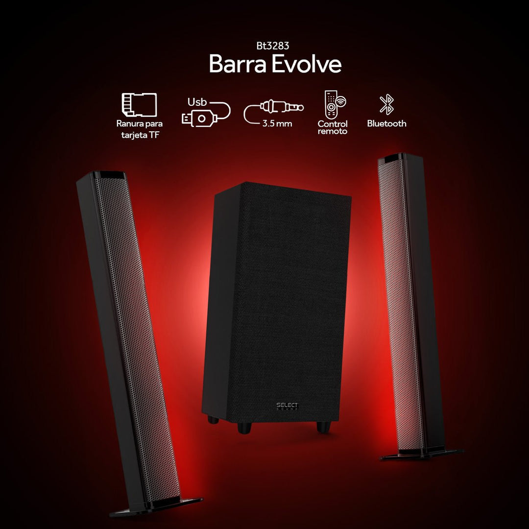 Barra De Sonido Subwoofer Teatro En Casa Desmontable Select Sound Evolve Bluetooth Usb 100w Rms Bt3283 - Selectsound.com.mx
