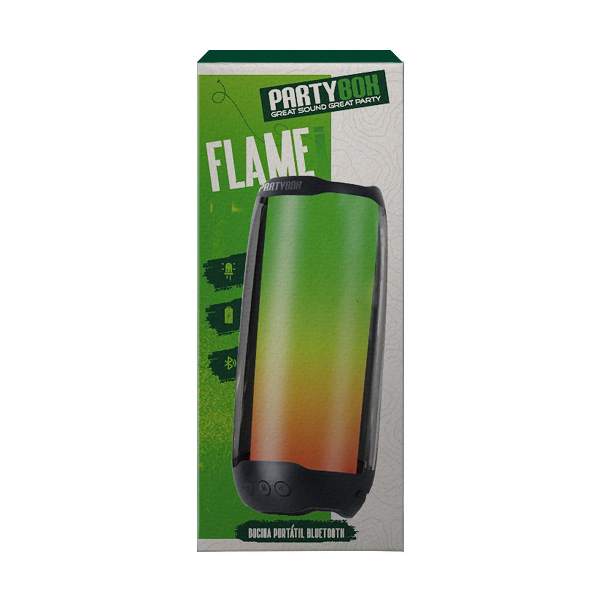 Bocina Flame Portátil Bluetooth con Luz Party Box PB - 332 - Selectsound.com.mx