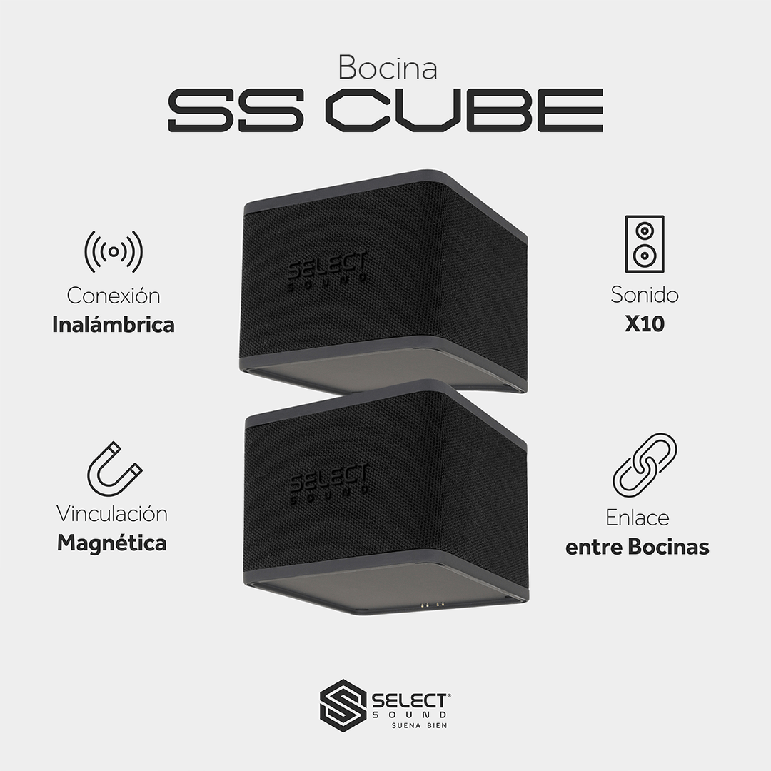 Bocina Inalámbrica Bluetooth Magéntica Modelo SS - Cube Recargable Usb - Selectsound.com.mx