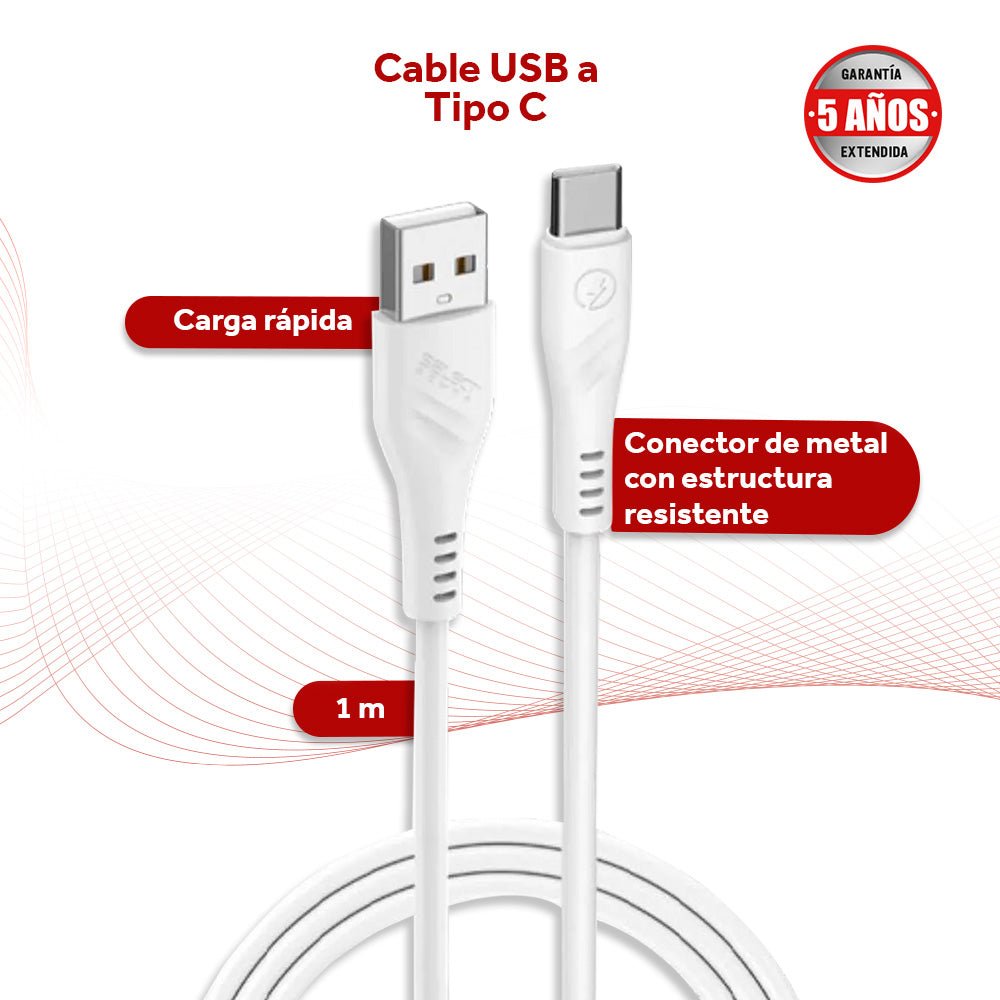 Cable Usb De Carga Tipo C Carga Rápida Select Power 1 mts C3 - SP - Selectsound.com.mx