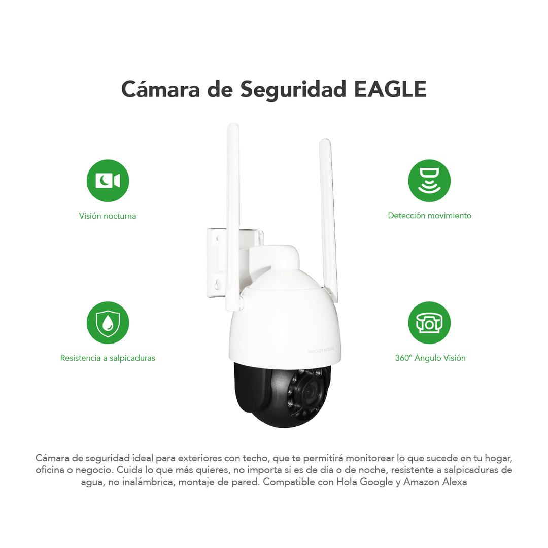 Cámara De Seguridad Smart Wifi Rocket House Eagle Interior Exterior 1080p Full HD - Selectsound.com.mx