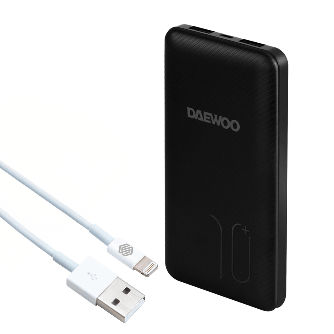 🔋⚡ Combo de Carga Rápida: Power Bank Daewoo PB10 - DW 10,000 mAh + Cable Lightning Select Soundi - SP - Selectsound.com.mx