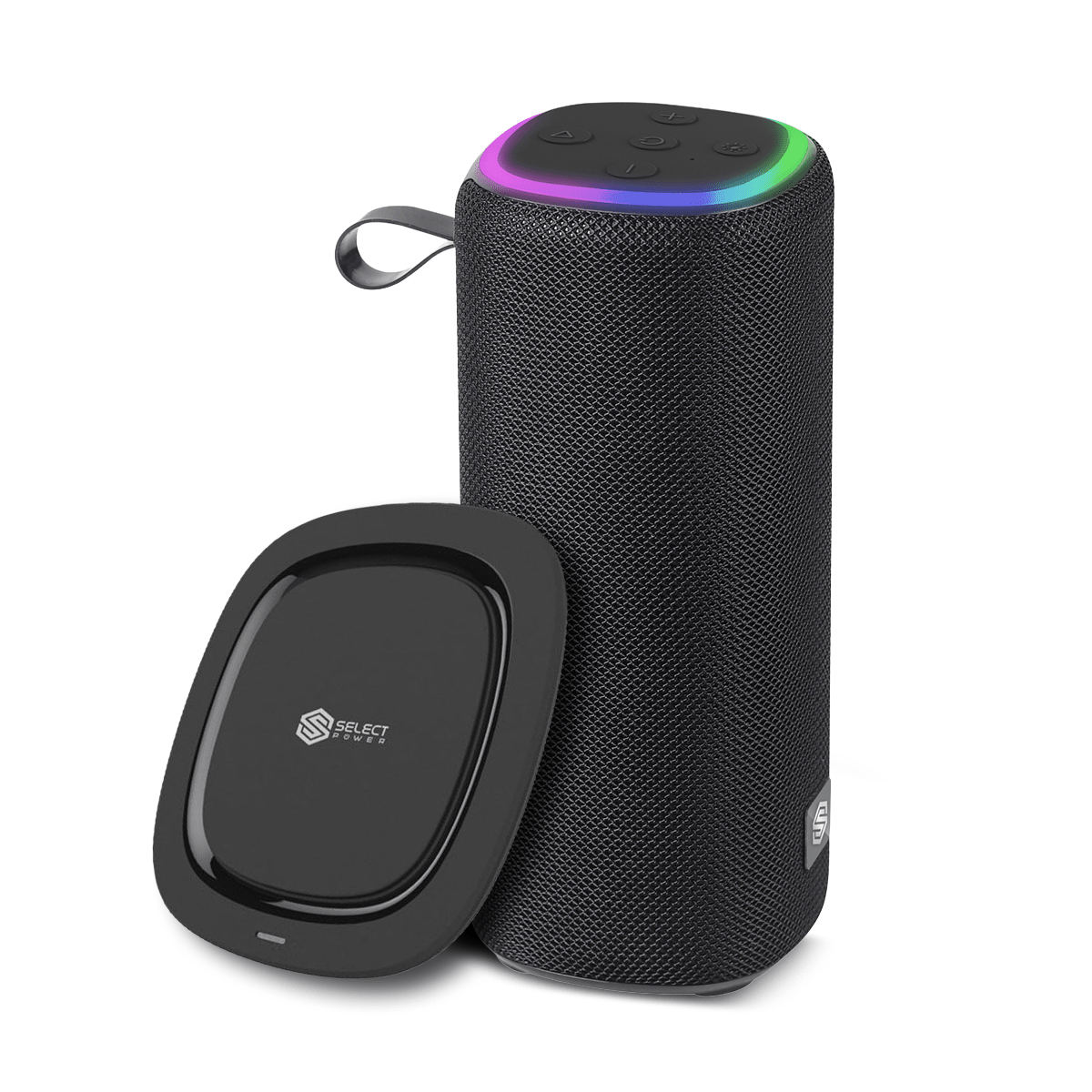 Combo Select Sound Bocina Bluetooth BT234 Portátil con Luces LED + Cargador Inalámbrico W1 - SPN de Carga Rápida - Selectsound.com.mx