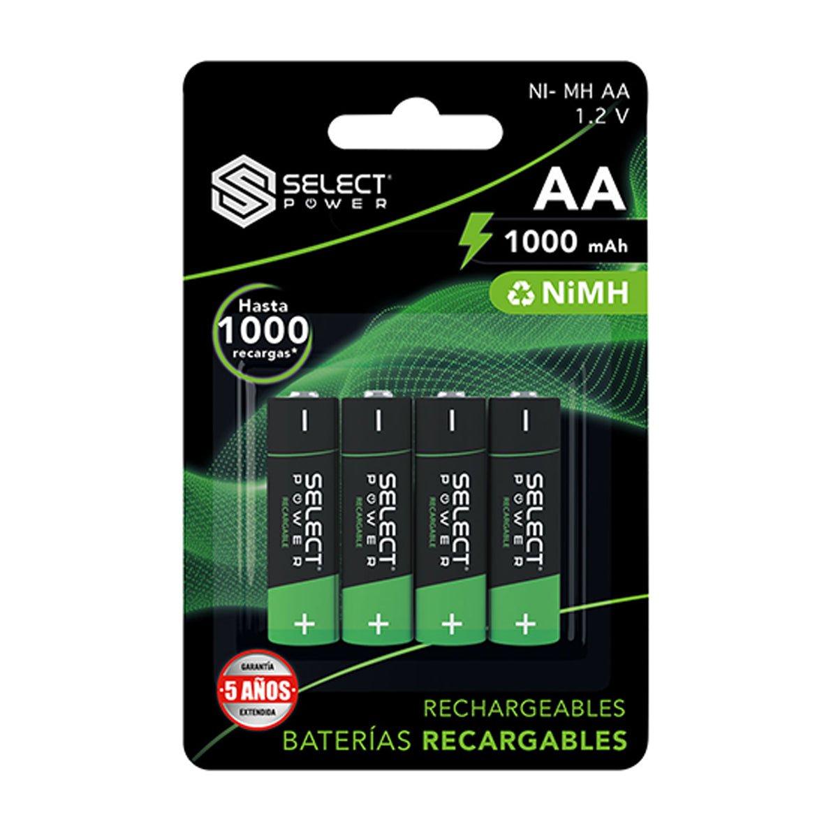 Kit 4 Pilas Recargables Select Power AA Ni - MH - Selectsound.com.mx