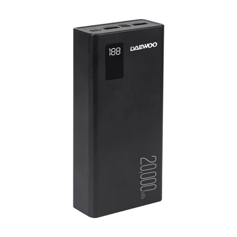 Kit Audífonos Inalámbricos Daewoo Modelo Argon Manos Libres Negro BTH20 - DW + Power Bank Bateria Portatil 20,000mAh Carga Rapida - Selectsound.com.mx