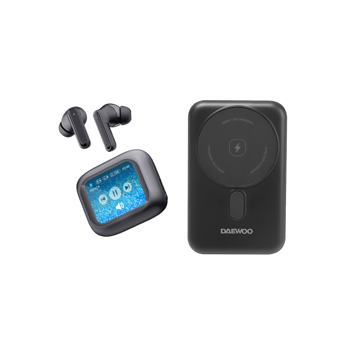 Paquete Power Bank PB10 - DW Bateria Portátil Daewoo 10,000mAh Carga Rapida y Audífonos Inálambricos BTH050N Bluetooth Pantalla Touch - Selectsound.com.mx