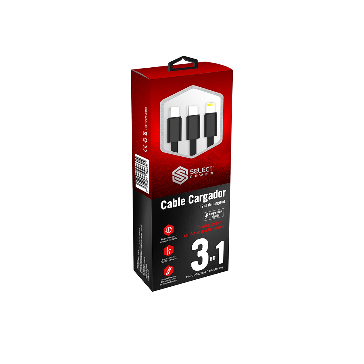 Paquete Select Sound Mini Bocina BT230R Bluetooth Inalámbrica Boom Radio Fm Tws Recargable Usb Luz Led y Cable De Datos 3IN1 - SP Carga Usb 3 En 1 V8 Tipo C Lightning - Selectsound.com.mx