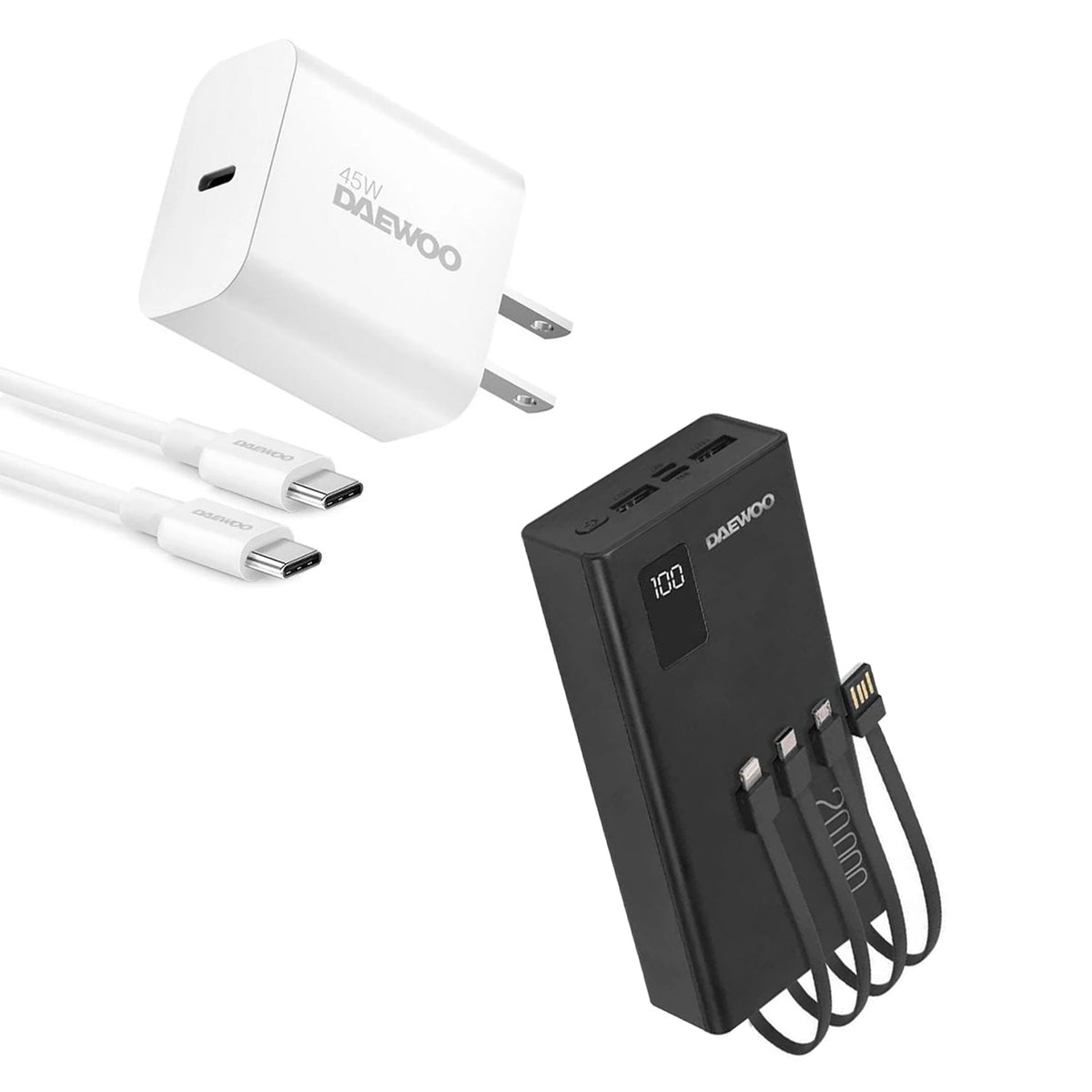 Power Bank Batería Portátil 20,000mah Carga Rapida Con Cubo Cargador De Pared Carga Rapida 45w - Selectsound.com.mx