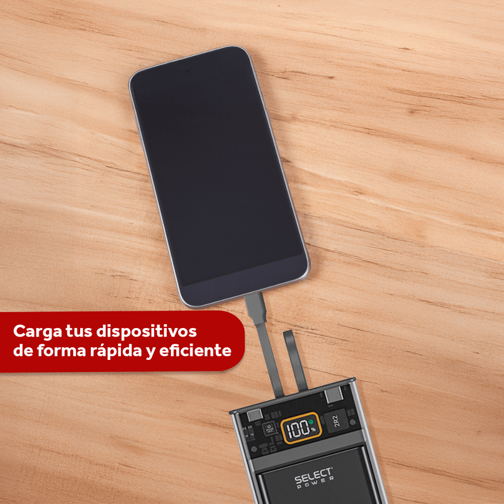 Power Bank Bateria Portátil Carga Rapida 10,00mAh Select Power Modelo PB10C - Selectsound.com.mx