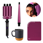 Cargue la imagen en el visor de la galería, ⭐Rizador Waflera DW - RZ2TZ Daewoo 3 en 1 de Barriles + Ferro Intercambiable + Taza de cerámica Belfast con corcho - Selectsound.com.mx