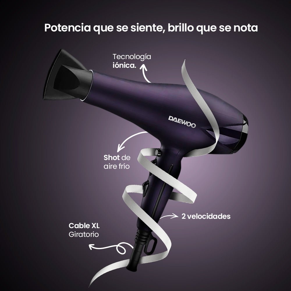 Secadora De Cabello Daewoo 2 Velocidades 110°C DW - SE1 1300w - Selectsound.com.mx
