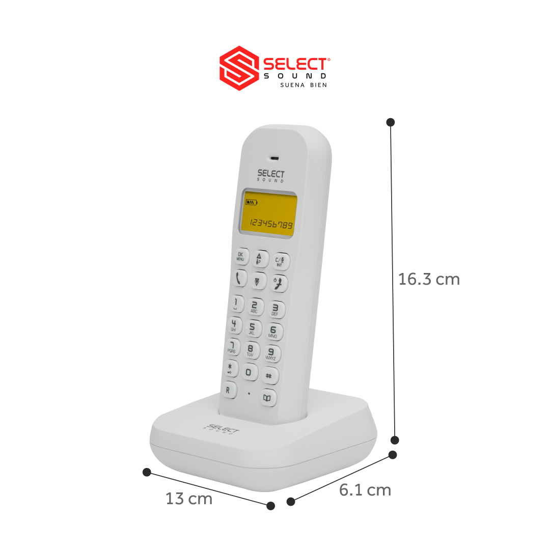 Teléfono Fijo Inalámbrico Select Sound 8033 con Manos Libres e Identificador de Llamadas Para Oficina Escritorio Despertador - Selectsound.com.mx