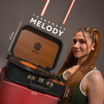 Cargue la imagen en el visor de la galería, Tornamesa Melody BT8006 Tocadiscos Vintage con Bluetooth 5.0, 3 Velocidades y Auto Stop Maletín Retro - Selectsound.com.mx