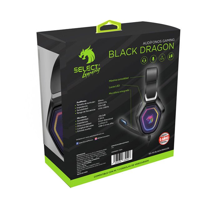 Audífonos Gaming "BLACK DRAGON" SG-H3 - Selectsound.com.mx