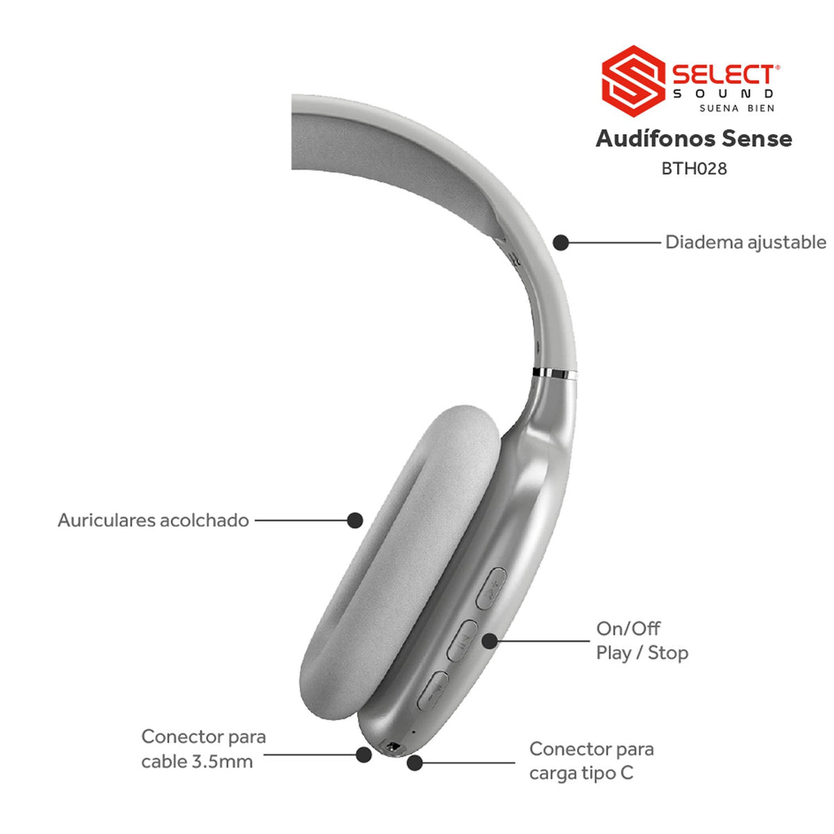 Audífonos Inalámbricos Bluetooth Select Sound Sense BTH028 Manos Libres