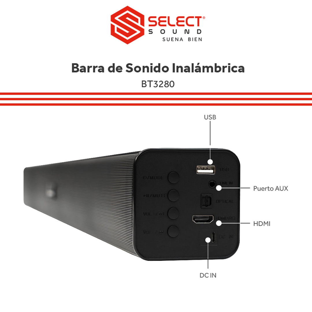 Barra de Sonido Inalámbrica Bluetooth BT3280 - Selectsound.com.mx