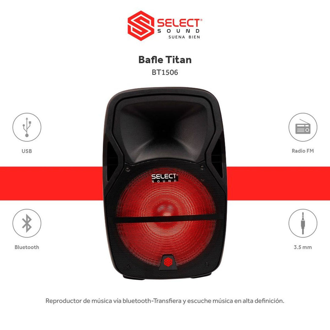Bocina Bafle 15" Titan Tws BT1506 Con Tripie - Selectsound.com.mx