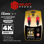 Cargue la imagen en el visor de la galería, Cable Hdmi Full HD 4K 1.5 mts Select Power - Selectsound.com.mx