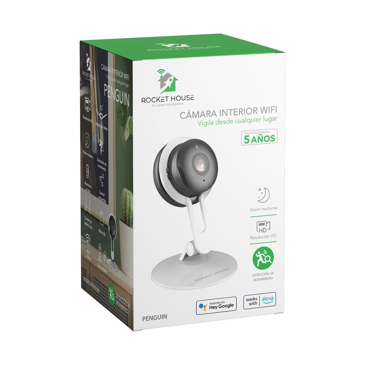 Camara De Seguridad Inteligente Interior Rocket House Penguin - Selectsound.com.mx