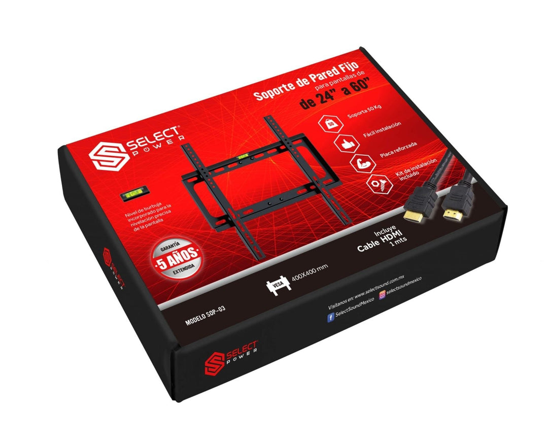 Soporte De Pared Fijo Para Pantalla - Monitor 24" A 60". Incluye Cable Hdmi - Selectsound.com.mx