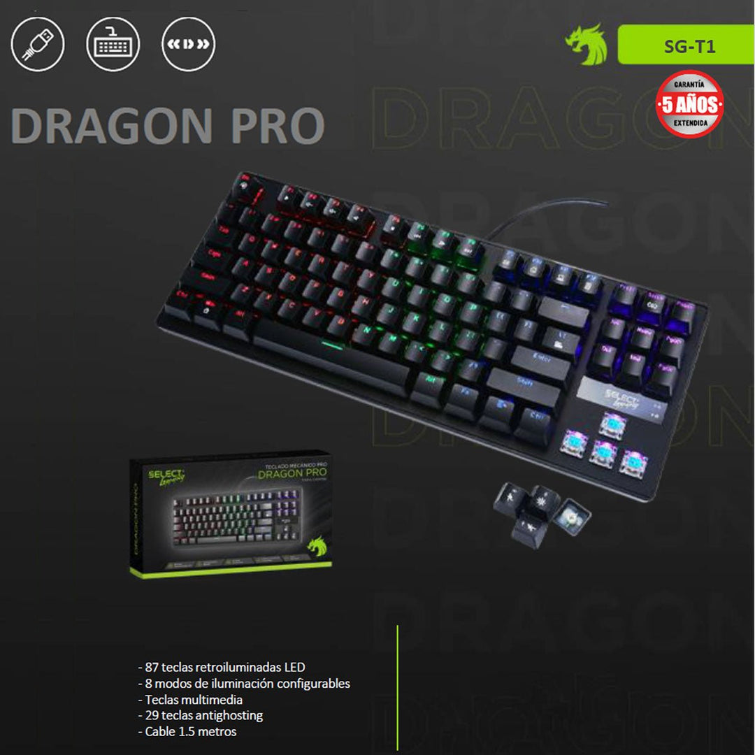 Teclado Gamer Mecánico Dragon Pro SG-T1 Luz Rgb - Selectsound.com.mx
