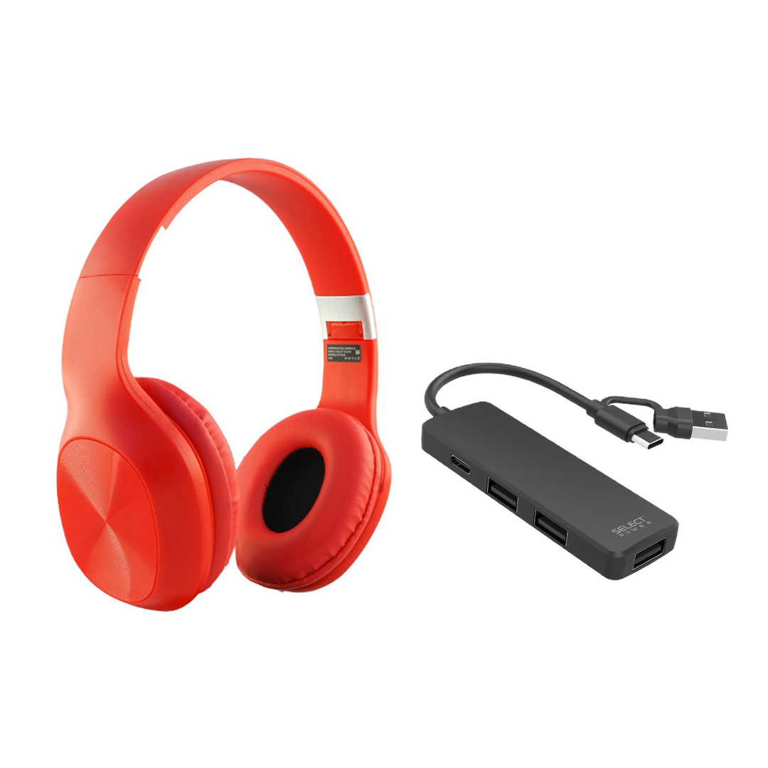 Combo Select Sound Hub USB‑C ADAPU-SP 4 Puertos + Audífonos Inalámbricos BTH020R Bluetooth Colors