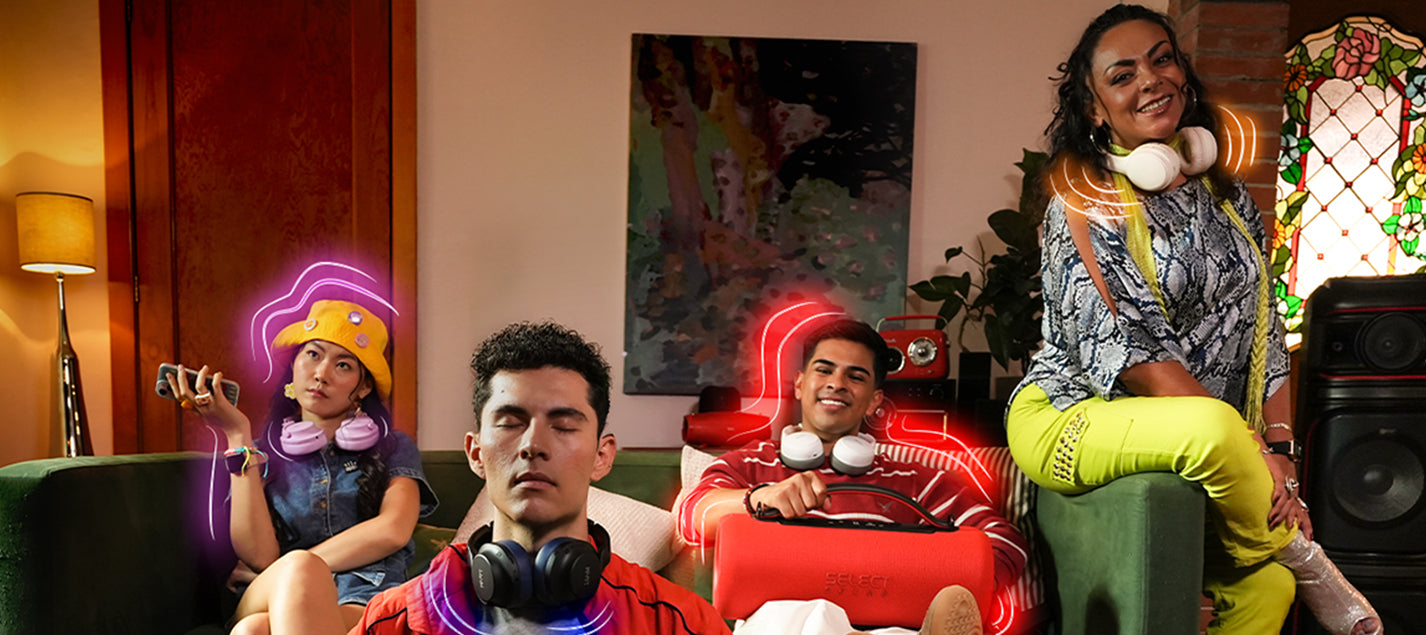 Familia completa de productos de audio Select Sound de la campaña Que suene tu Aura