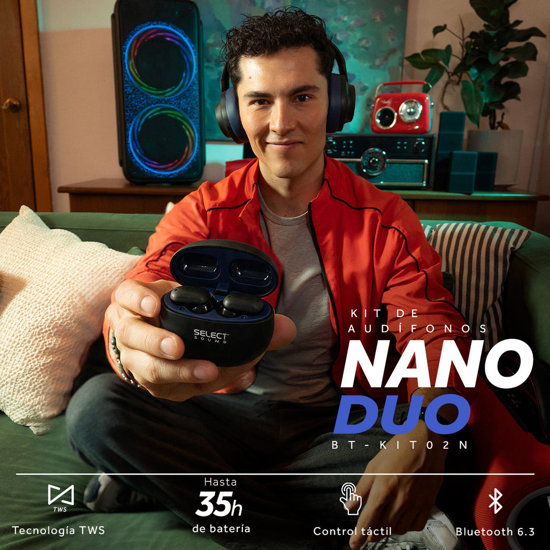 Kit 2 Audífonos Select Sound BT-KIT02N TWS + Diadema Bluetooth Negro