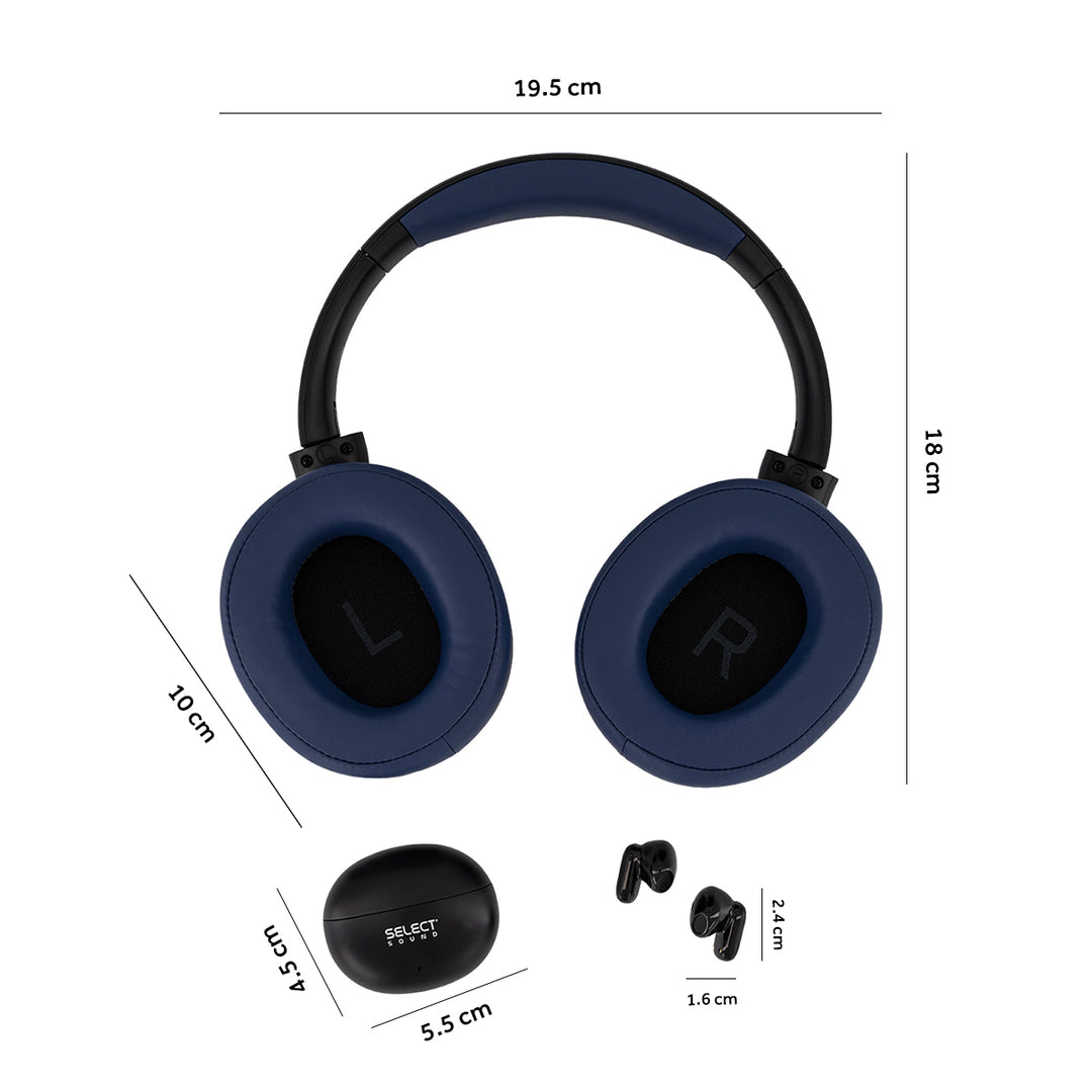 Kit 2 Audífonos Select Sound BT-KIT02N TWS + Diadema Bluetooth Negro