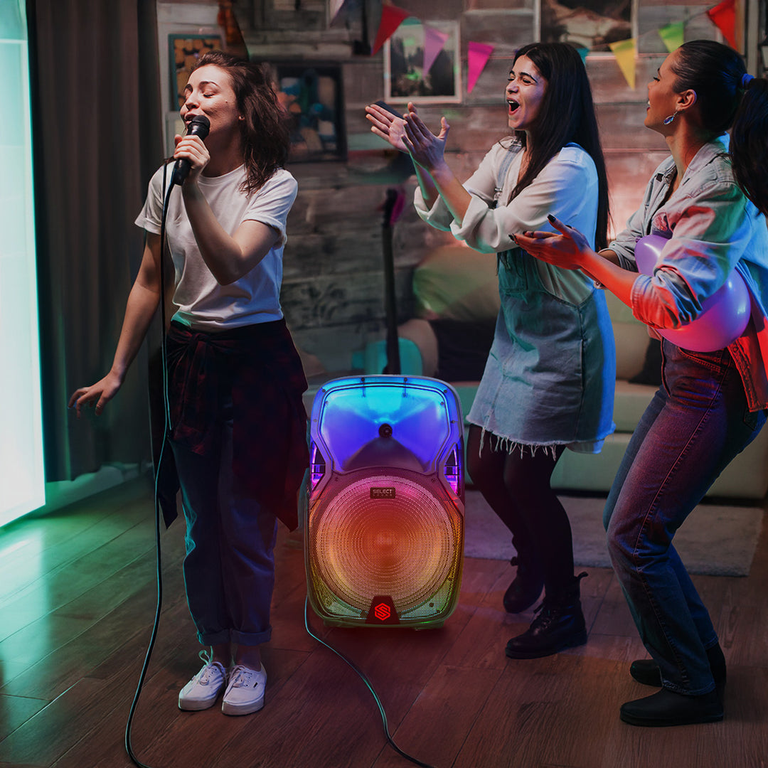 Bafle Inalámbrico 15" Con  Luces Led Micrófono Y Tripie Modelo Luminous BT1507