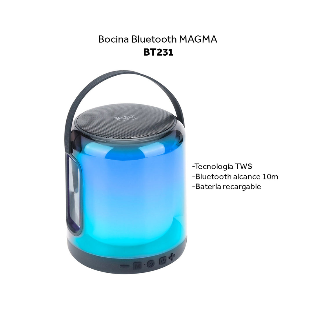 Mini Bocina Inalámbrica Recargable Bluetooth Magma Tws Luces Led Rgb
