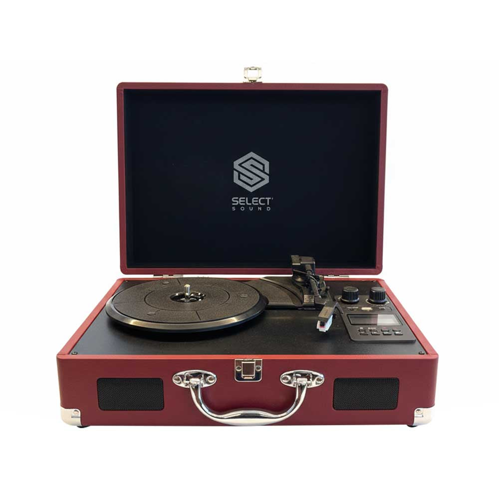 Tocadiscos Bluetooth Select Sound BT8002 de 3 Velocidades con Radio FM y USB Color Vino