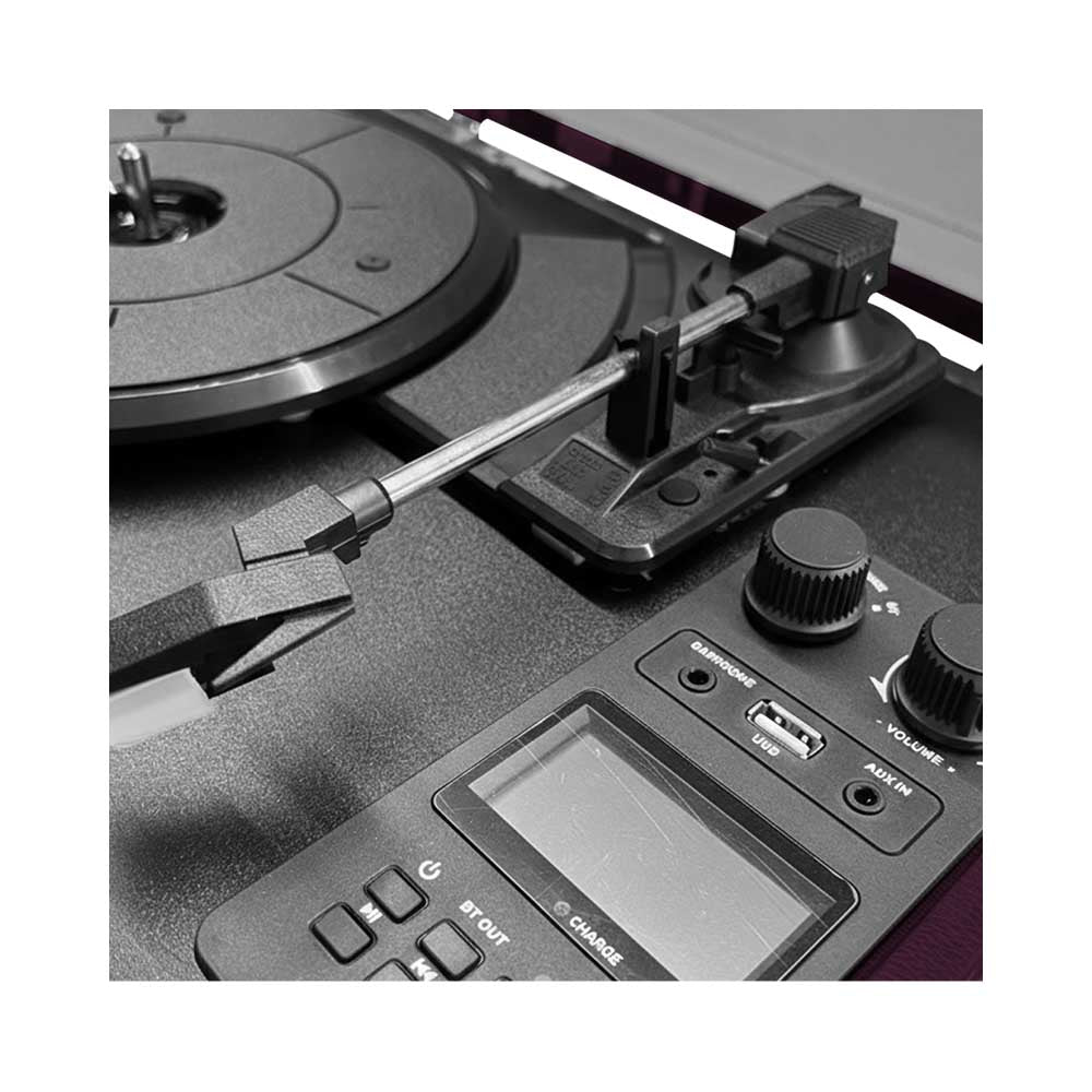 Tocadiscos Bluetooth Select Sound BT8002 de 3 Velocidades con Radio FM y USB Color Vino