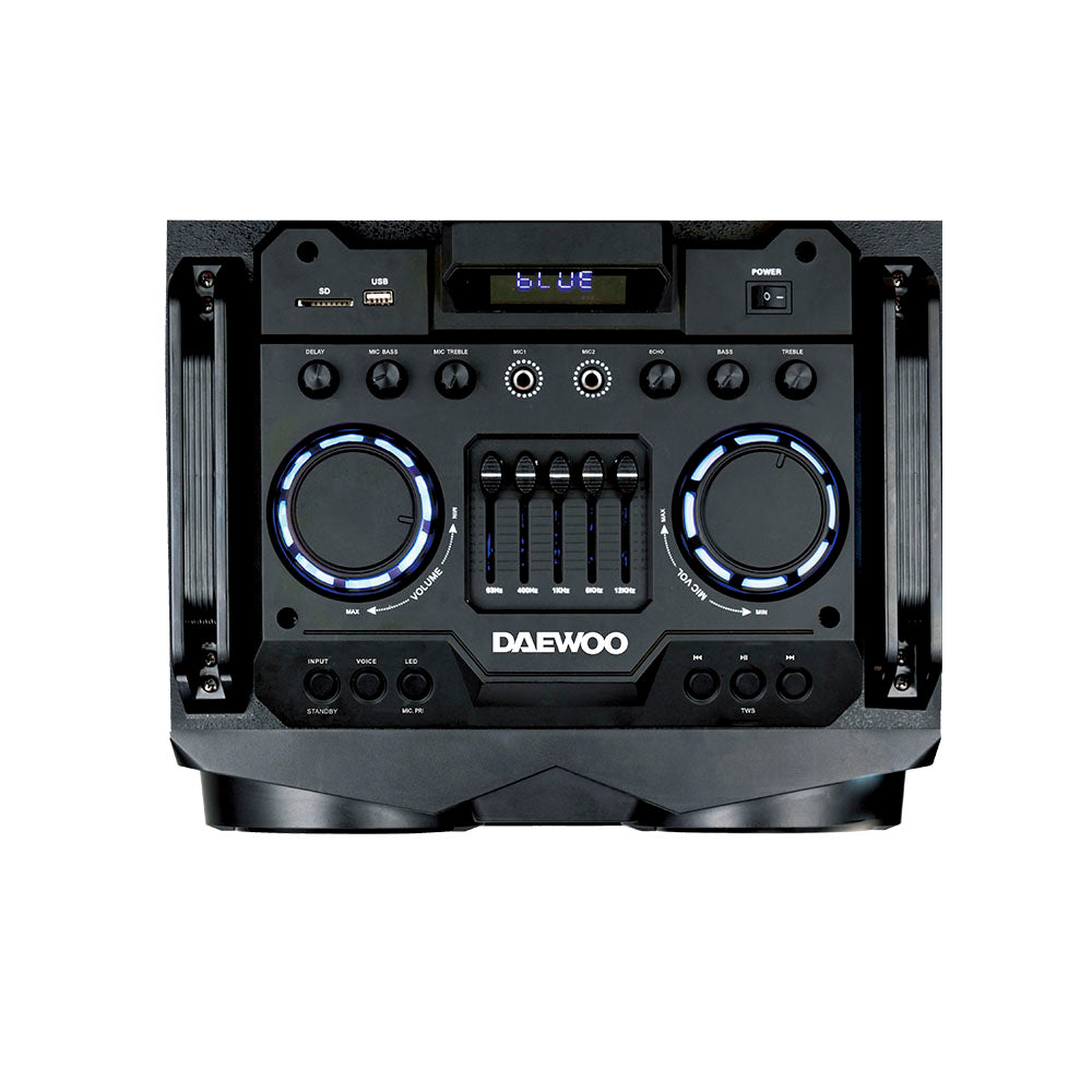 Torre de Sonido Bluetooth Daewoo High Power DW2020 3x10" 100W RMS con TWS, Radio FM y Subwoofer
