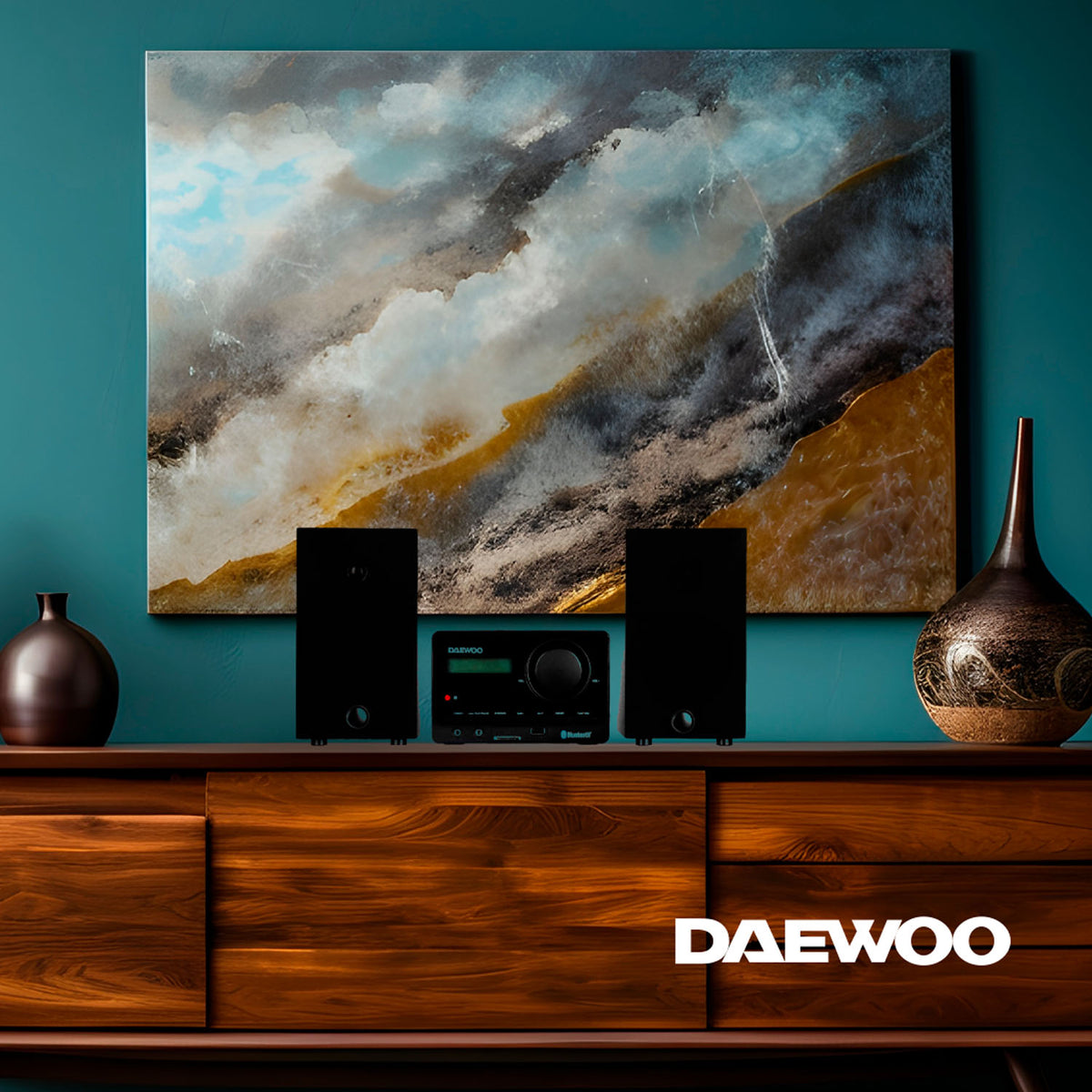 Minicomponente Bluetooth Daewoo DW-800 con Reproductor de CD, USB, SD, Radio FM y Control Remoto