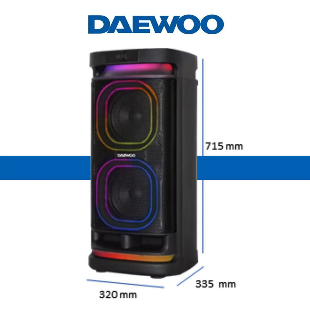 Bafle 2x8" Daewoo Dw - Thunder Recargable Bluetooth Negro DW2028 Tws - Selectsound.com.mx