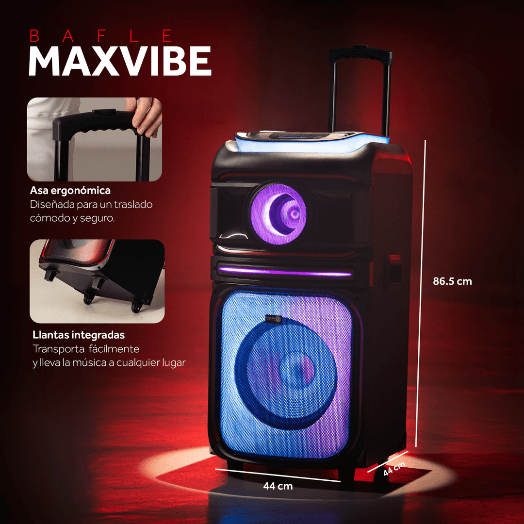 Bafle Bocina Select Sound BT1212 Maxvibe 80w Con Luces Led TWS Karaoke Bluetoooth 5.0 - Selectsound.com.mx