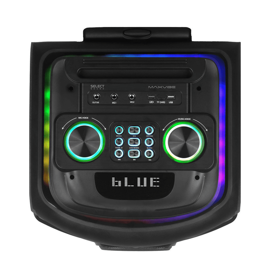 Bafle Bocina Select Sound BT1212 Maxvibe 80w Con Luces Led TWS Karaoke Bluetoooth 5.0 - Selectsound.com.mx