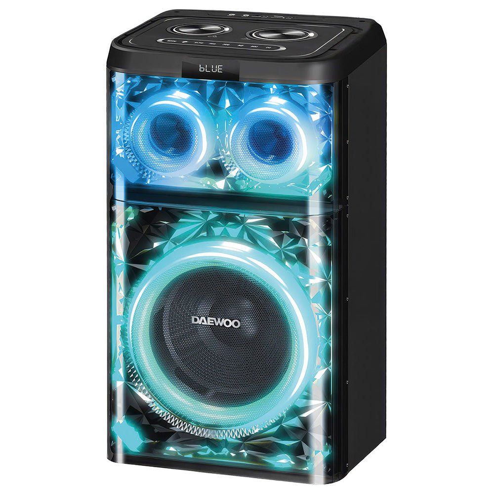 ⭐ Bafle Recargable Bluetooth DW1014 Daewoo DW Crystalboom 12” 100W RMS – Sonido Potente y Luces LED RGB - Selectsound.com.mx