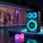 Cargue la imagen en el visor de la galería, ⭐ Bafle Recargable Bluetooth DW1014 Daewoo DW Crystalboom 12” 100W RMS – Sonido Potente y Luces LED RGB - Selectsound.com.mx
