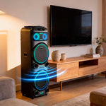 Cargue la imagen en el visor de la galería, ⭐ Bafle Recargable Bluetooth DW2016 Daewoo DW MEGA BLAST 2x15" 100W RMS – Sonido Potente y Luces LED RGB - Selectsound.com.mx