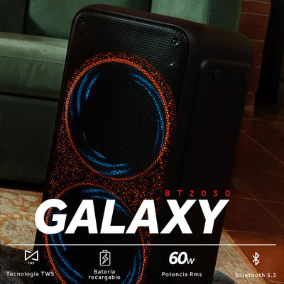 Bafle Select Sound Galaxy BT2030 Bluetooth TWS Recargable Luces LED - Selectsound.com.mx